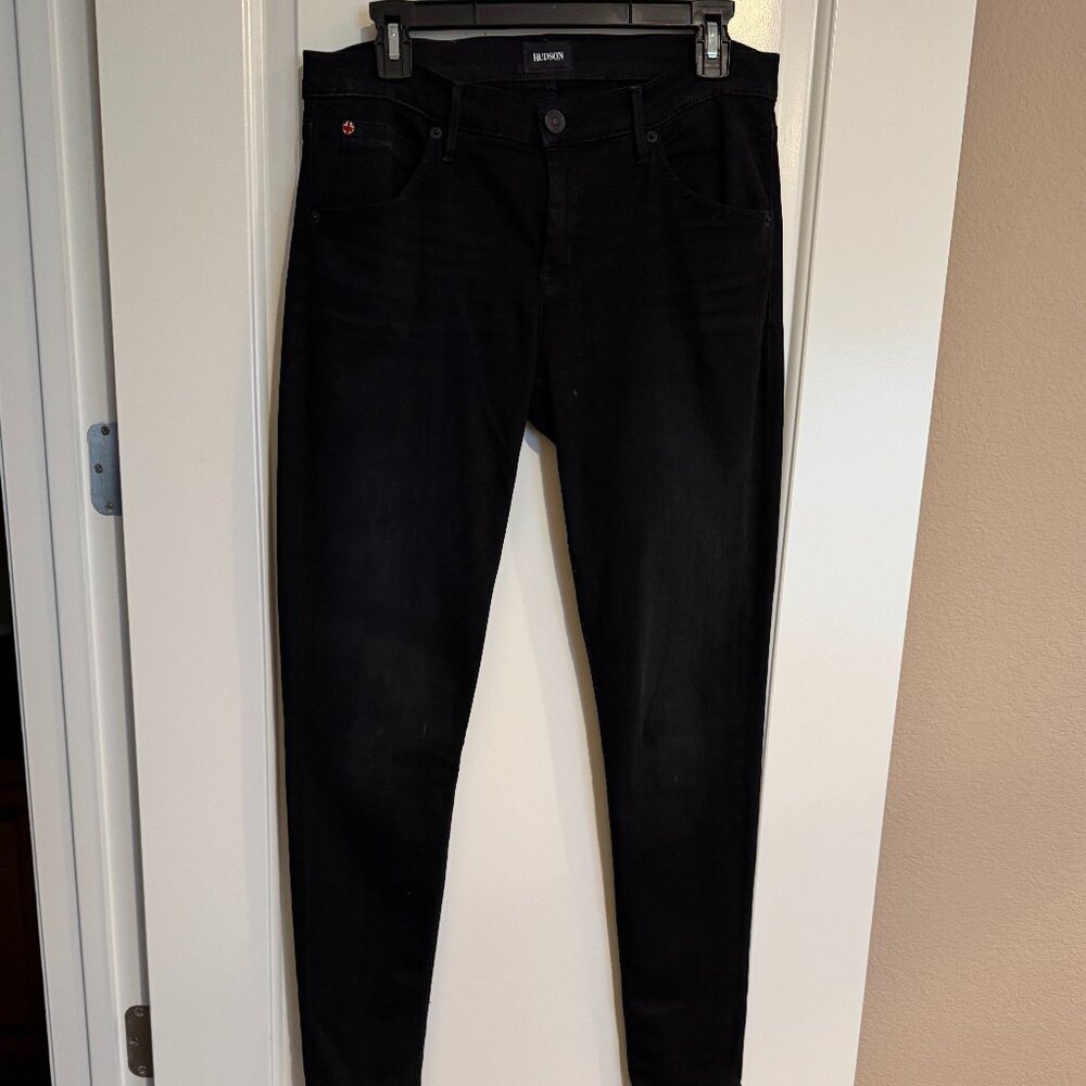 Hudson Lydia Midrise Skinny Jeans, Black, Size 29